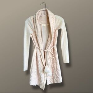Anthropologie Sleeping on Snow Peach Cashmere Belted Long Cardigan Size  XXS